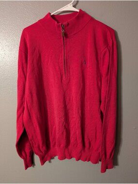 Turtleson Sweater Mens L Pink 100% Pima Cotton 1/4 Zip Pullover Golf Old Money